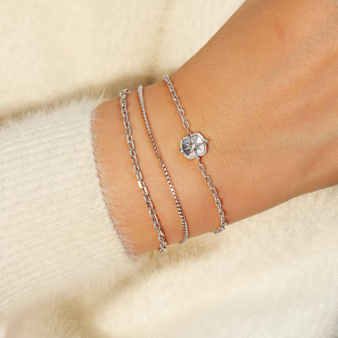 Silver Paper Clip Chain Bracelet